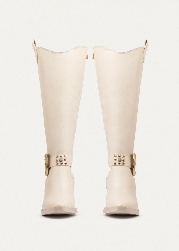 Montana Western High Boots | Beige