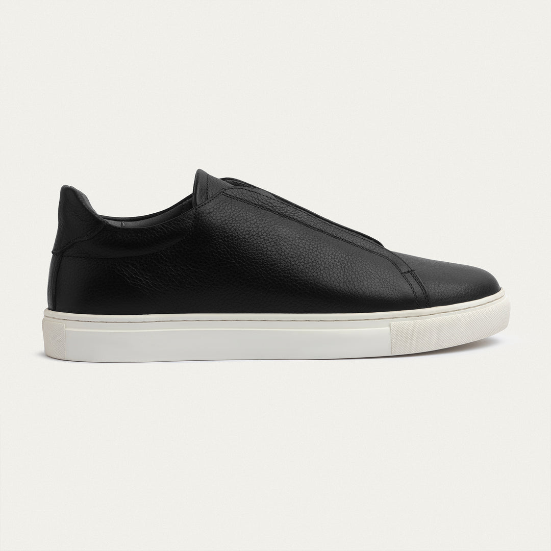 Achilles Theo - Men's Slip-On Textured Leather Sneakers - Black