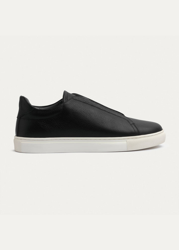 Achilles Theo - Men's Slip-On Textured Leather Sneakers - Black