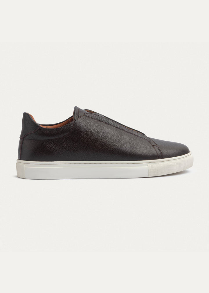 Theo Men's Slip-On Textured Leather Sneakers | Brown
