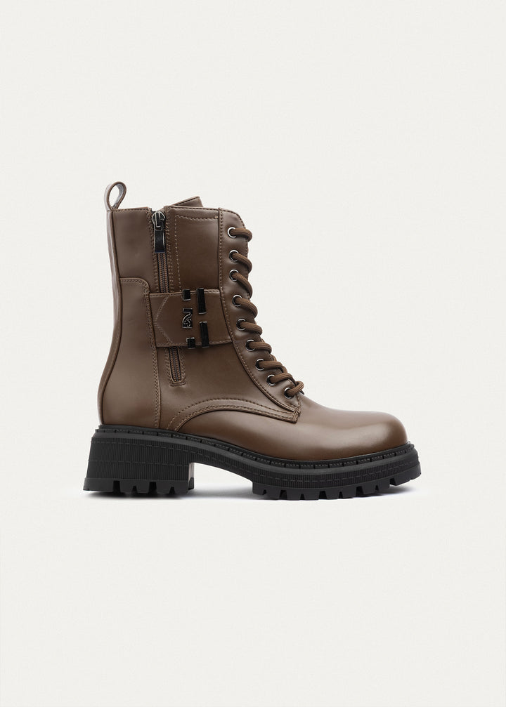 Tactical Zip Lace Boots | Mocha Brown