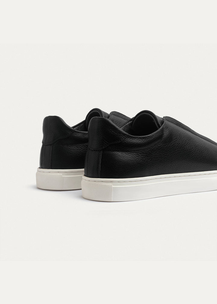 Achilles Theo - Men's Slip-On Textured Leather Sneakers - Black