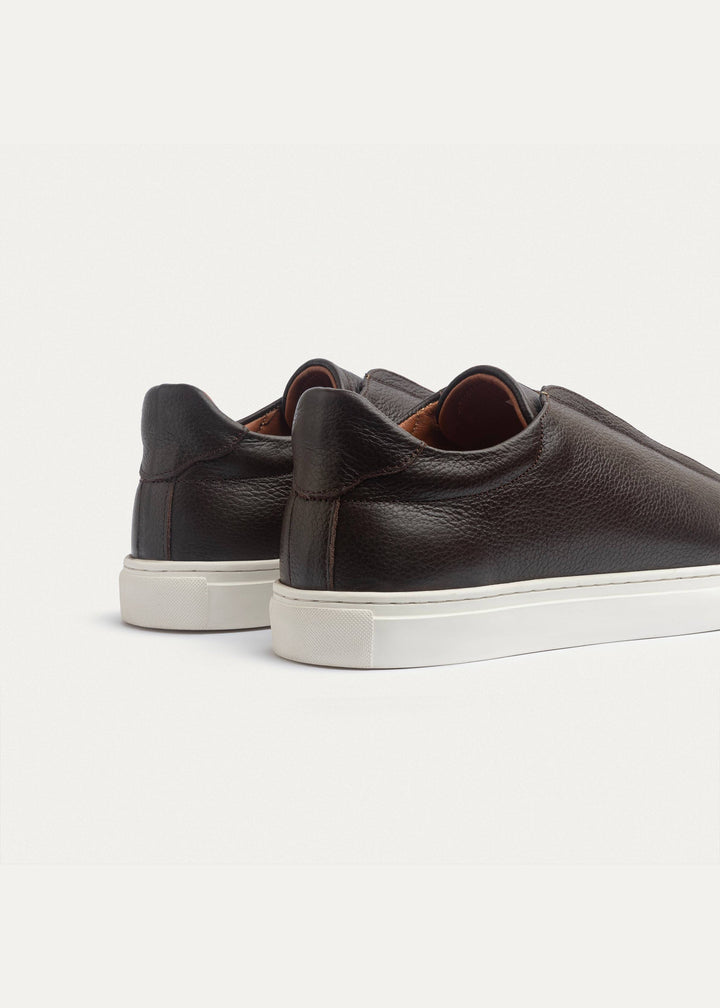 Theo Men's Slip-On Textured Leather Sneakers | Brown
