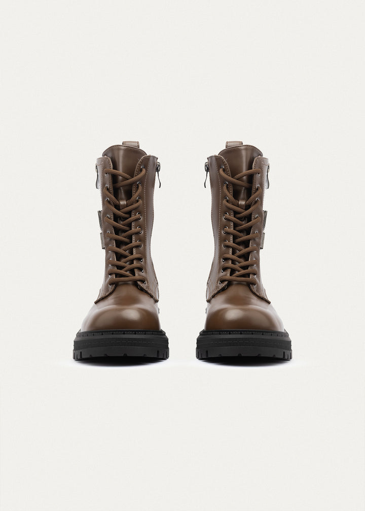 Tactical Zip Lace Boots | Mocha Brown
