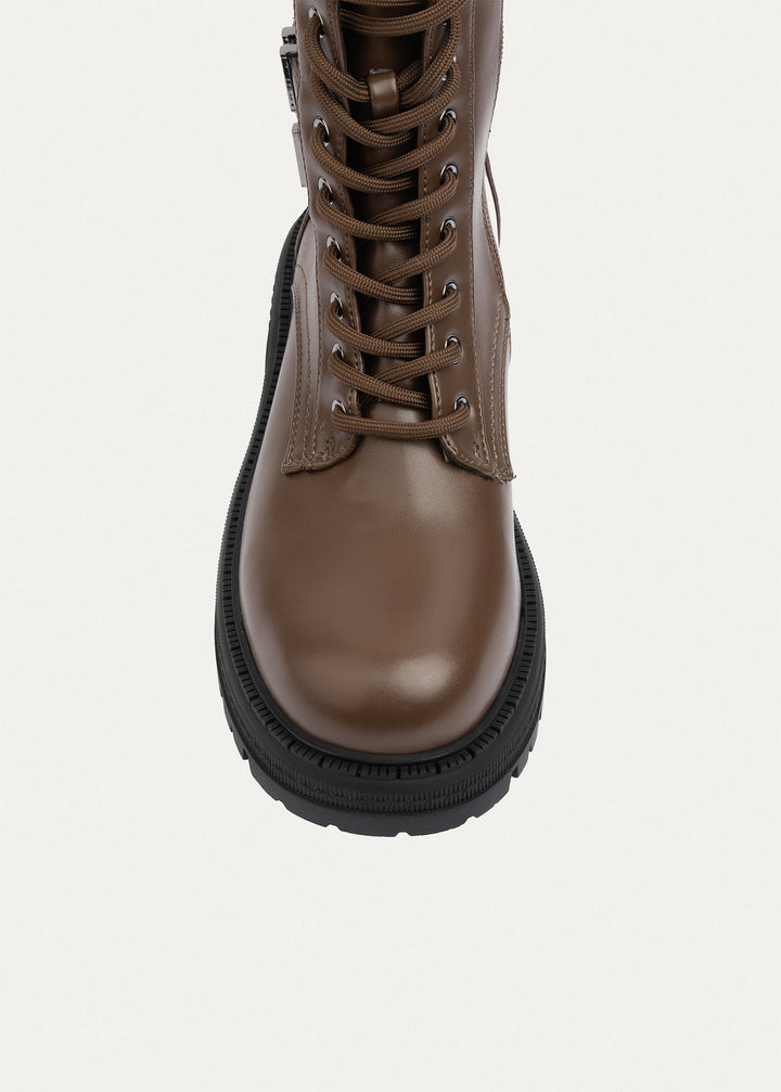 Tactical Zip Lace Boots | Mocha Brown