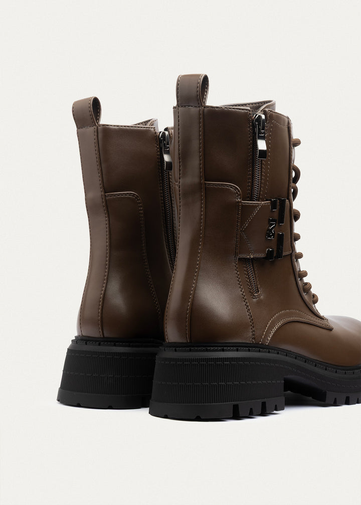 Tactical Zip Lace Boots | Mocha Brown