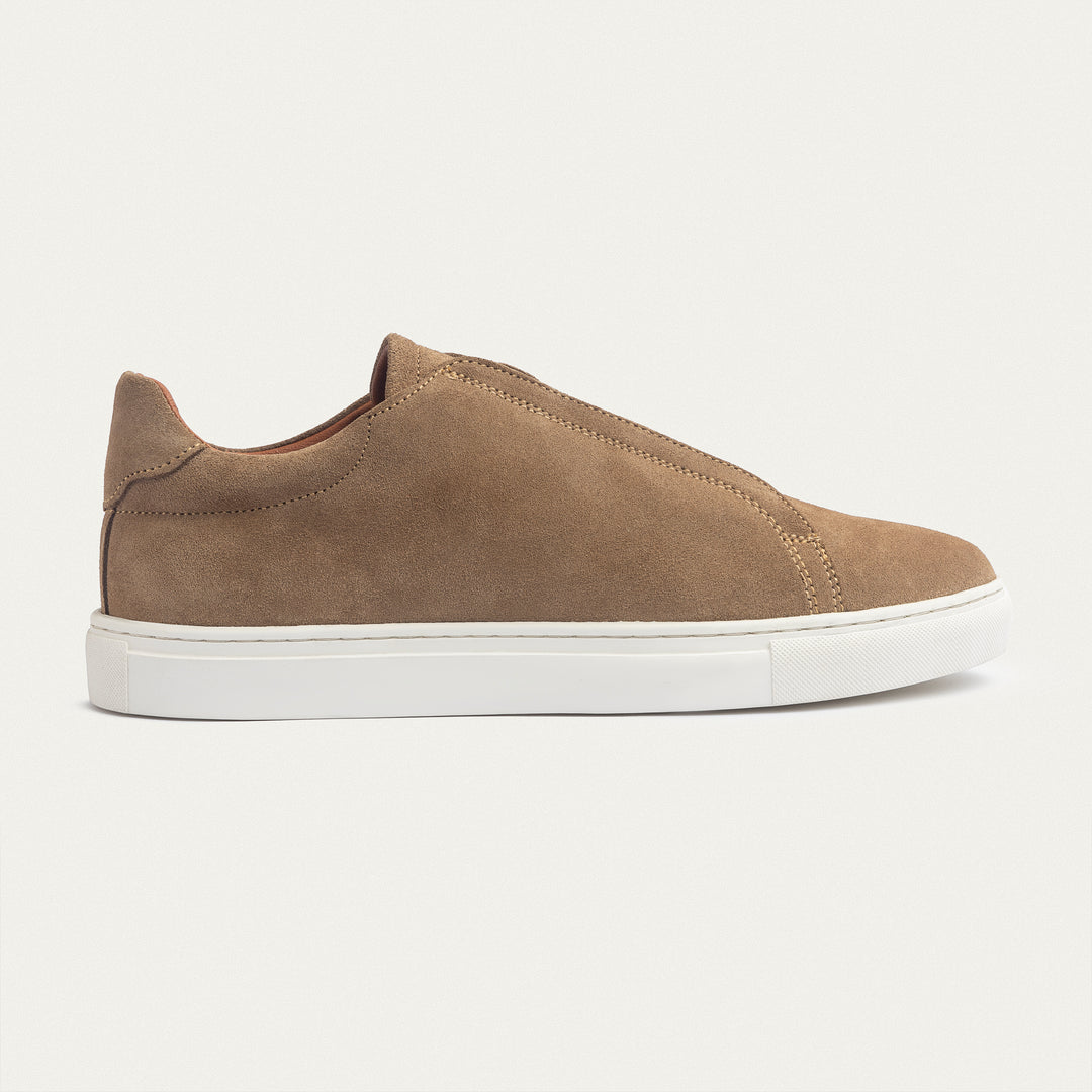 Achilles Theo - Men's Slip-On Suede Sneakers - Café