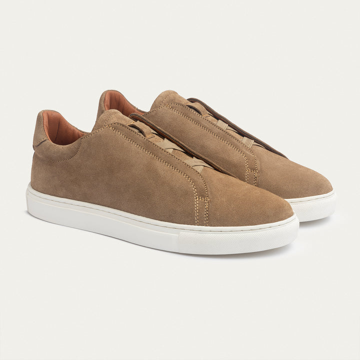 Achilles Theo - Men's Slip-On Suede Sneakers - Café