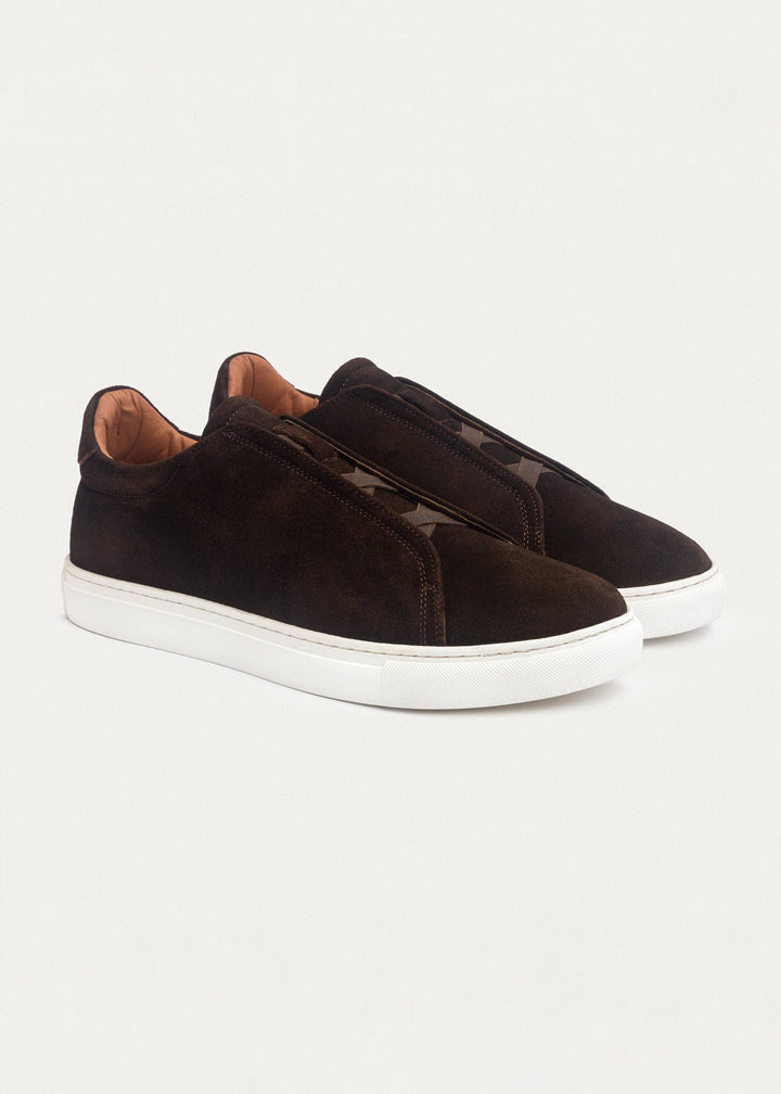 Achilles Theo - Men's Slip-On Suede Sneakers - Brown