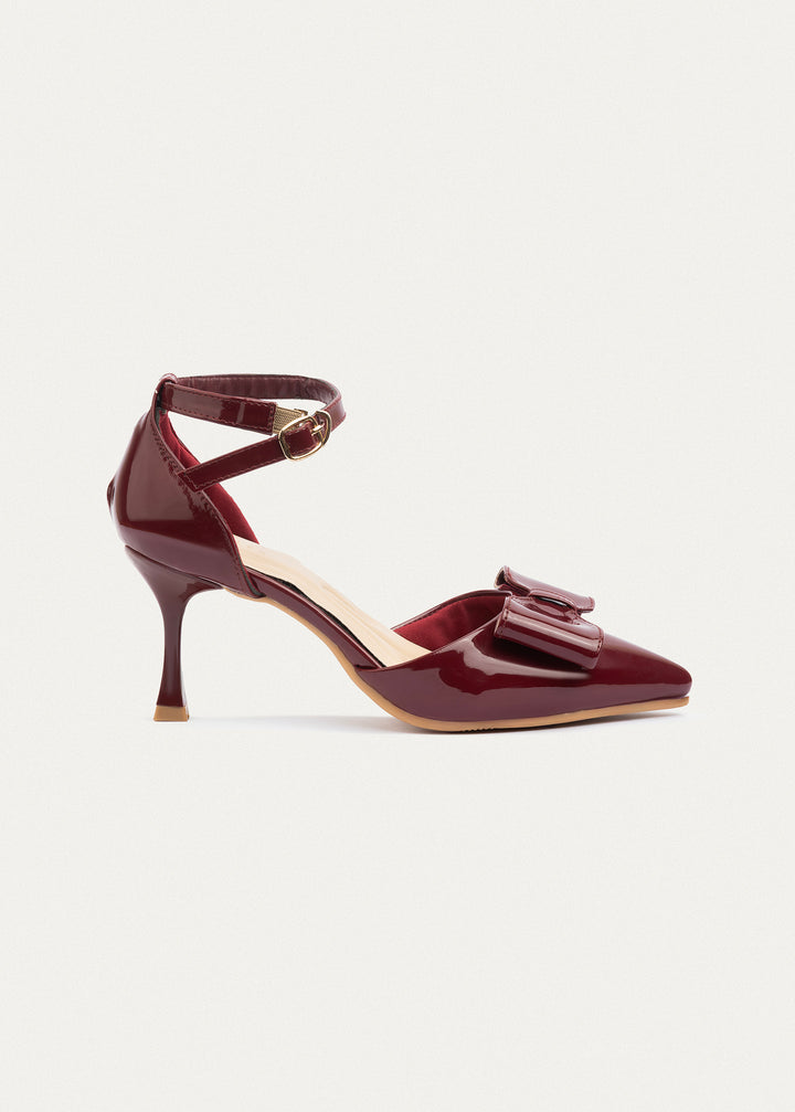 Grace Bow Heels | Burguandy