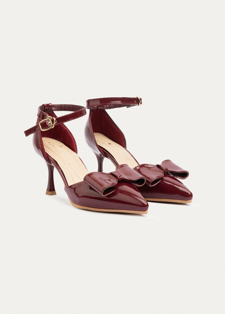 Grace Bow Heels | Burguandy