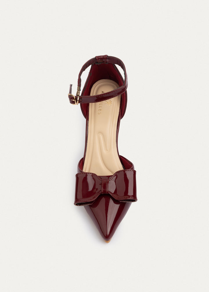 Grace Bow Heels | Burguandy