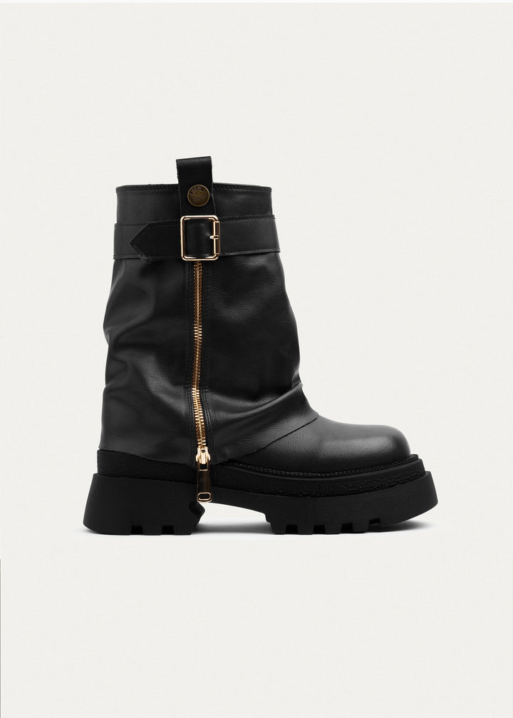 Forge Zip Buckle Boots| Black