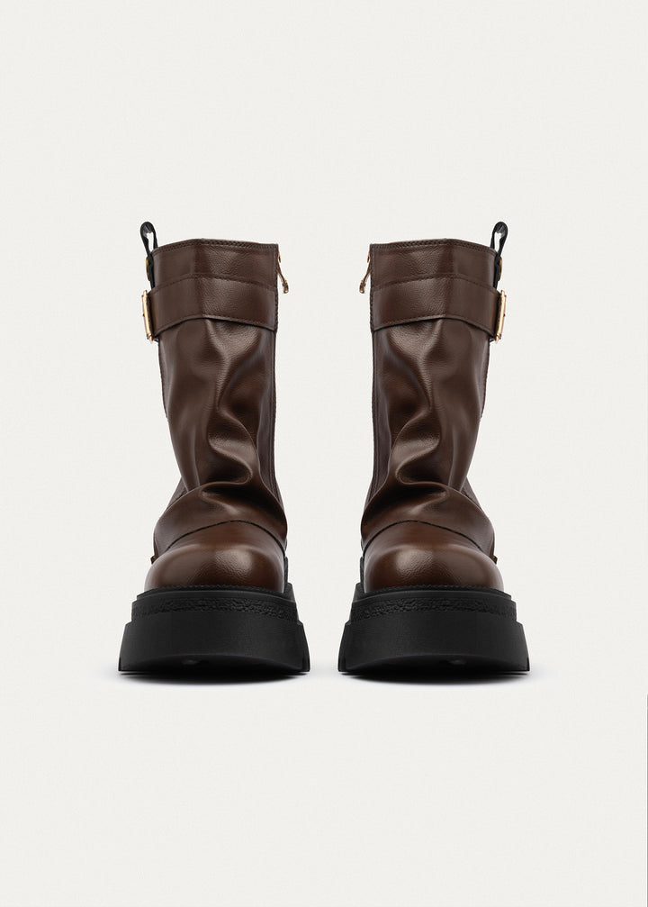 Forge Zip Buckle Boots| Brown