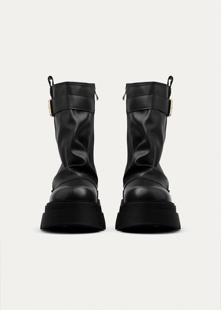 Forge Zip Buckle Boots| Black