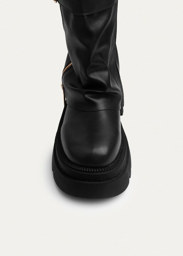 Forge Zip Buckle Boots| Black