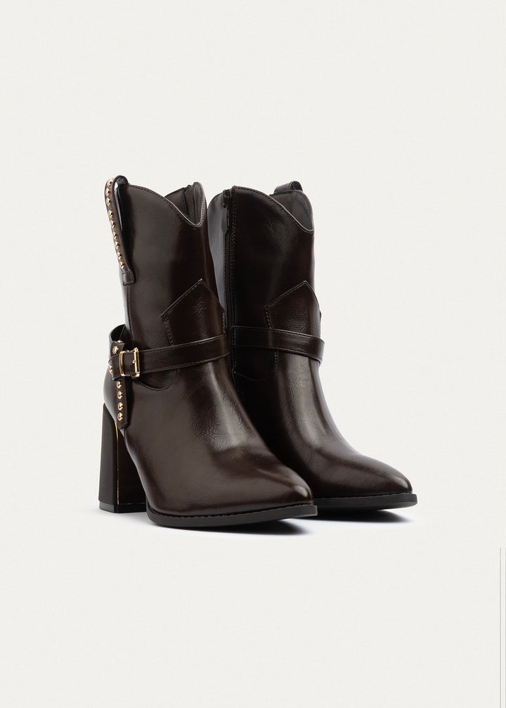 Slouch Strap Boots | Brown