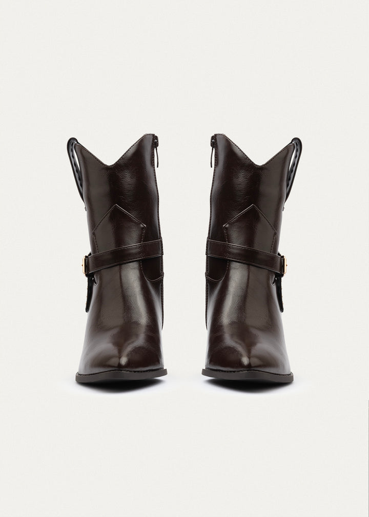 Slouch Strap Boots | Brown