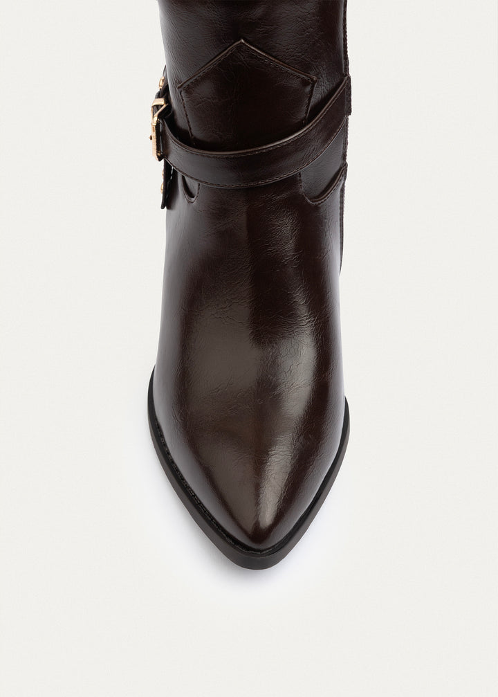 Slouch Strap Boots | Brown