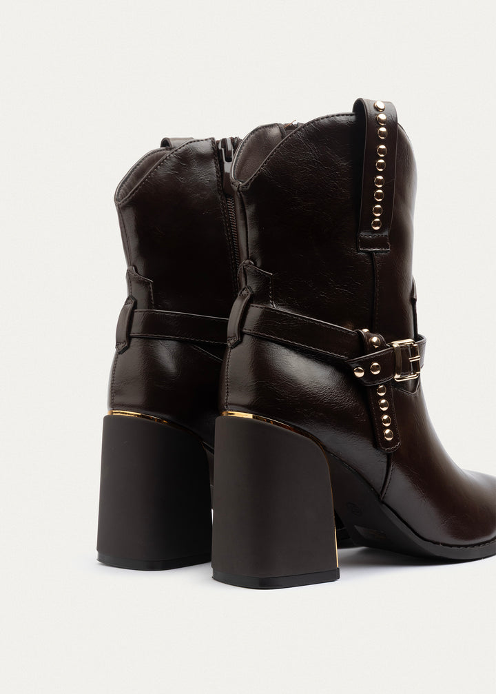 Slouch Strap Boots | Brown