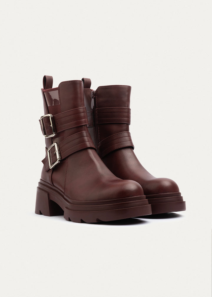 Atlas Buckle Combat Boots | Burguandy