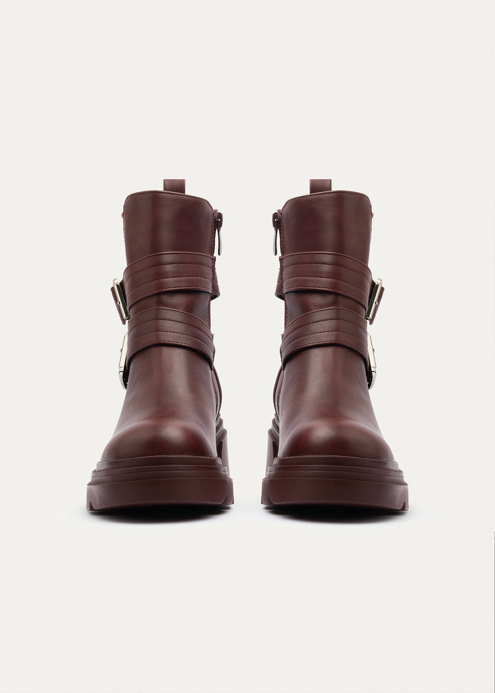 Atlas Buckle Combat Boots | Burguandy