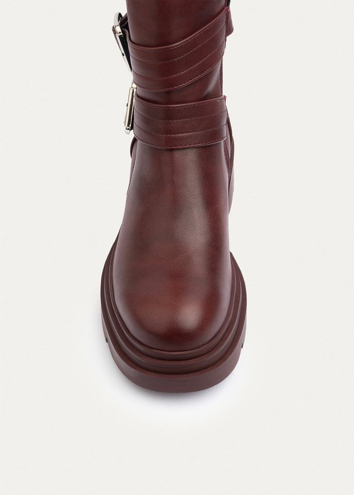 Atlas Buckle Combat Boots | Burguandy
