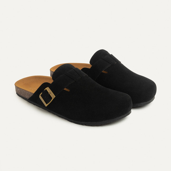 Boston Soft Footbed Suede Leather- Black