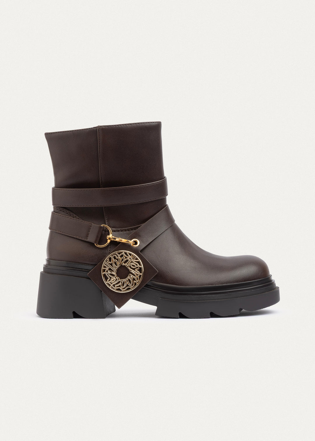 Emblem Strap Boots | Brown