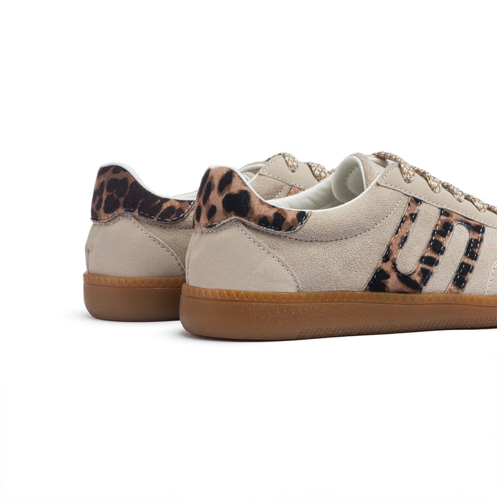 G-Sneakers | Laceup Comfy Sneakers -Leo & Beige