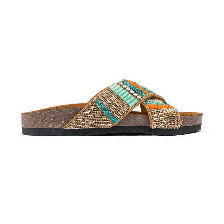 Turqo Gold Criss Cross Slides