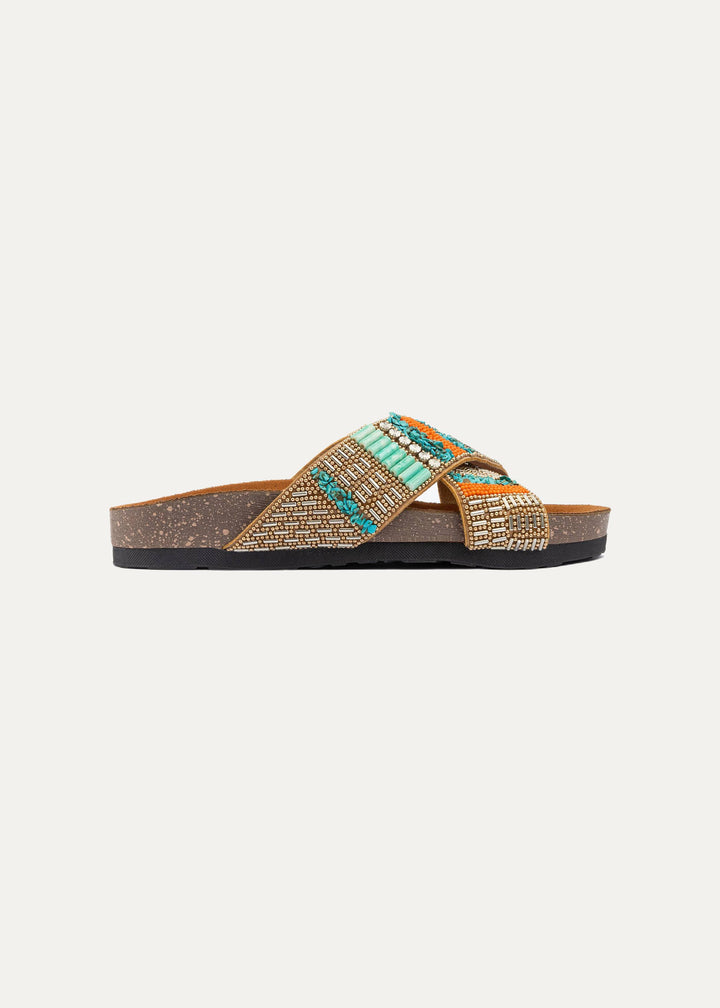 Turqo Gold Criss Cross Slides