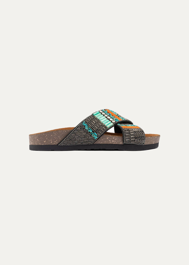 Turqo Dark Criss Cross Slides