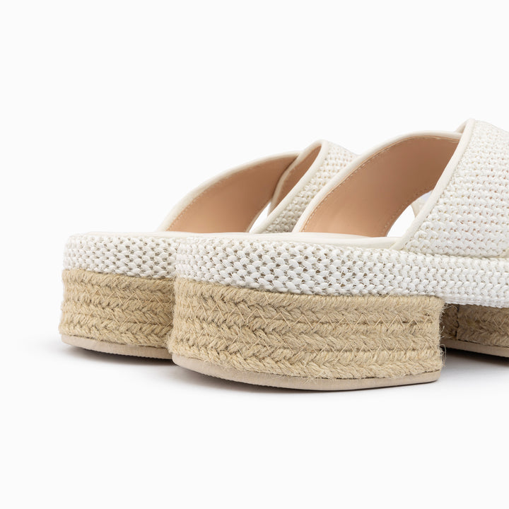 Criss Cross Burlap Wedges - White