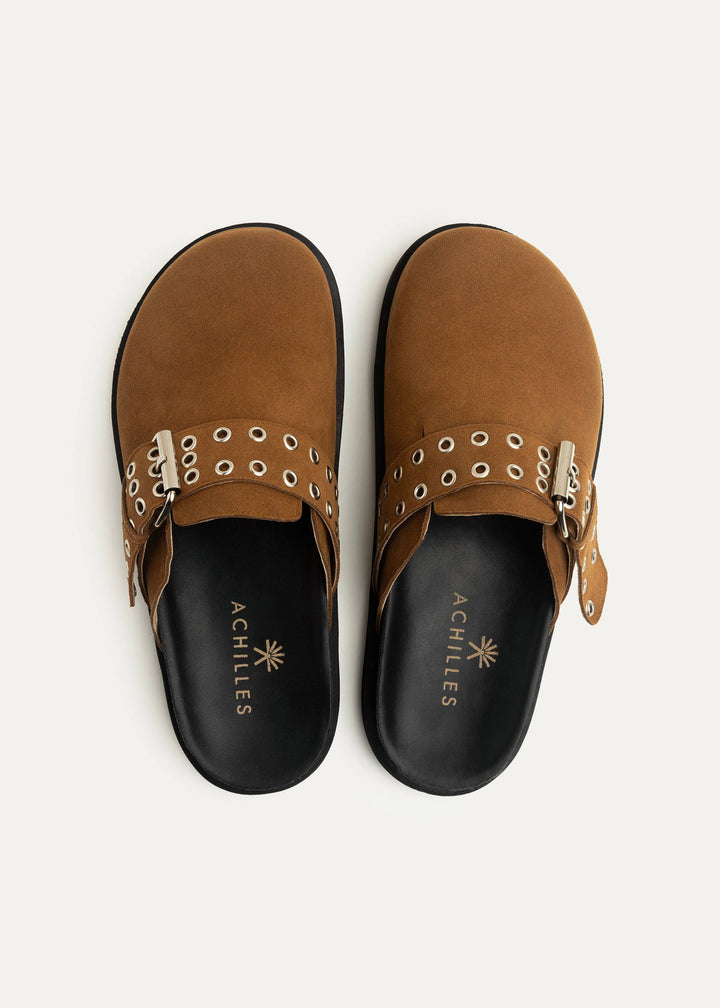 Halia Light Brown suede Mules