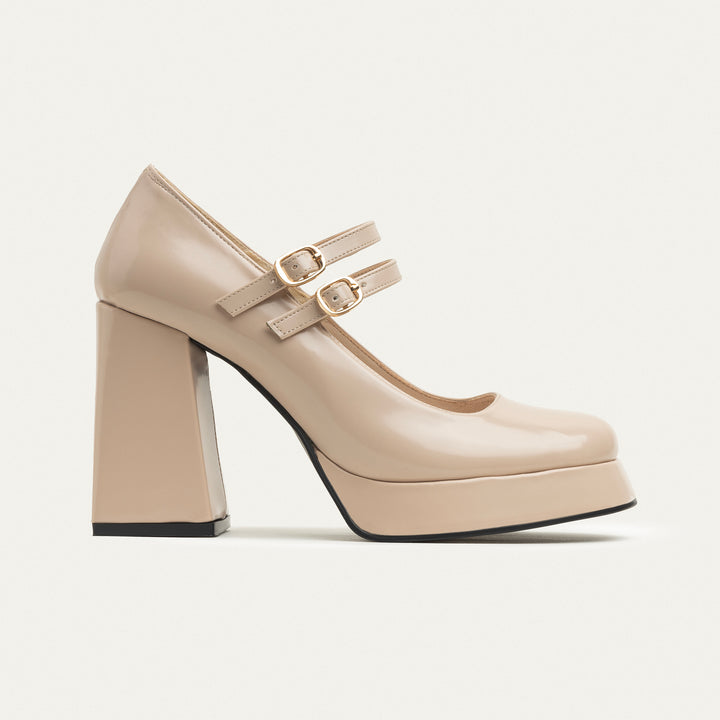 Vintage Vibes Platform Mary Jane | Beige