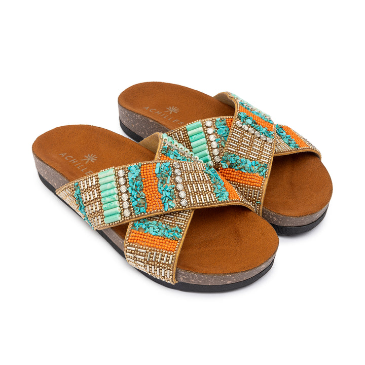 Turqo Gold Criss Cross Slides