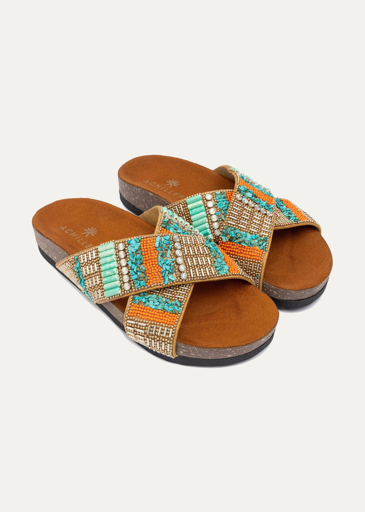 Turqo Gold Criss Cross Slides