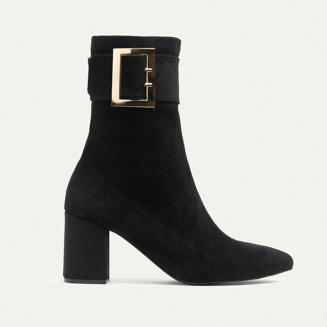 Achilles Hug Buckle Ankle Boots - Black