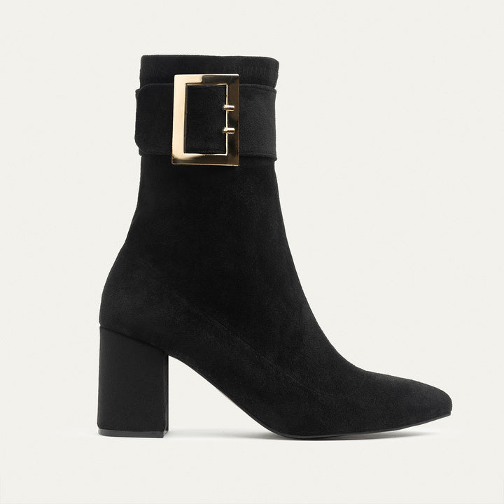 Achilles Hug Buckle Ankle Boots - Black