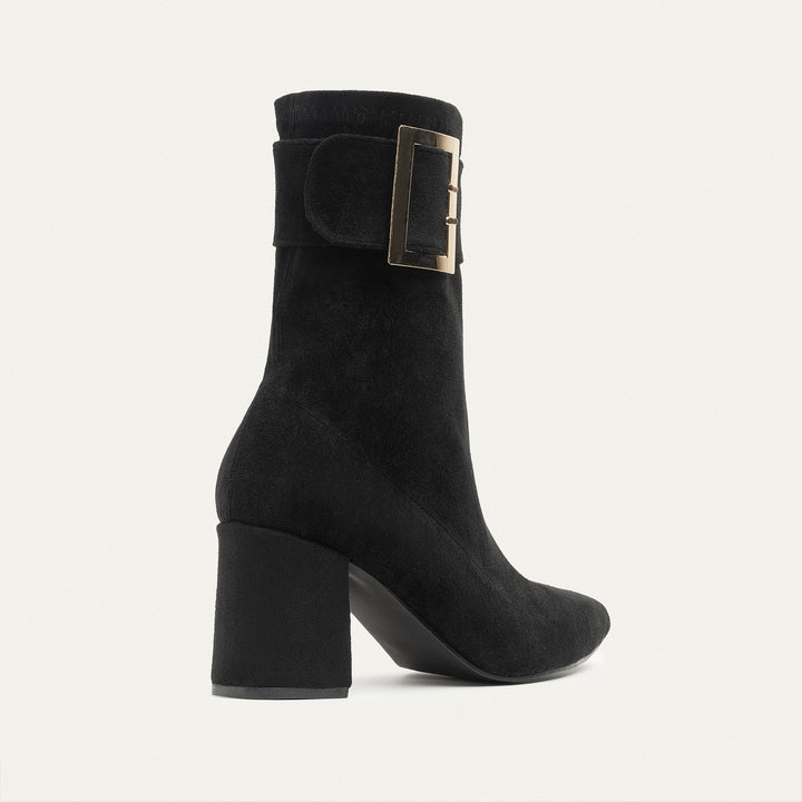 Achilles Hug Buckle Ankle Boots - Black