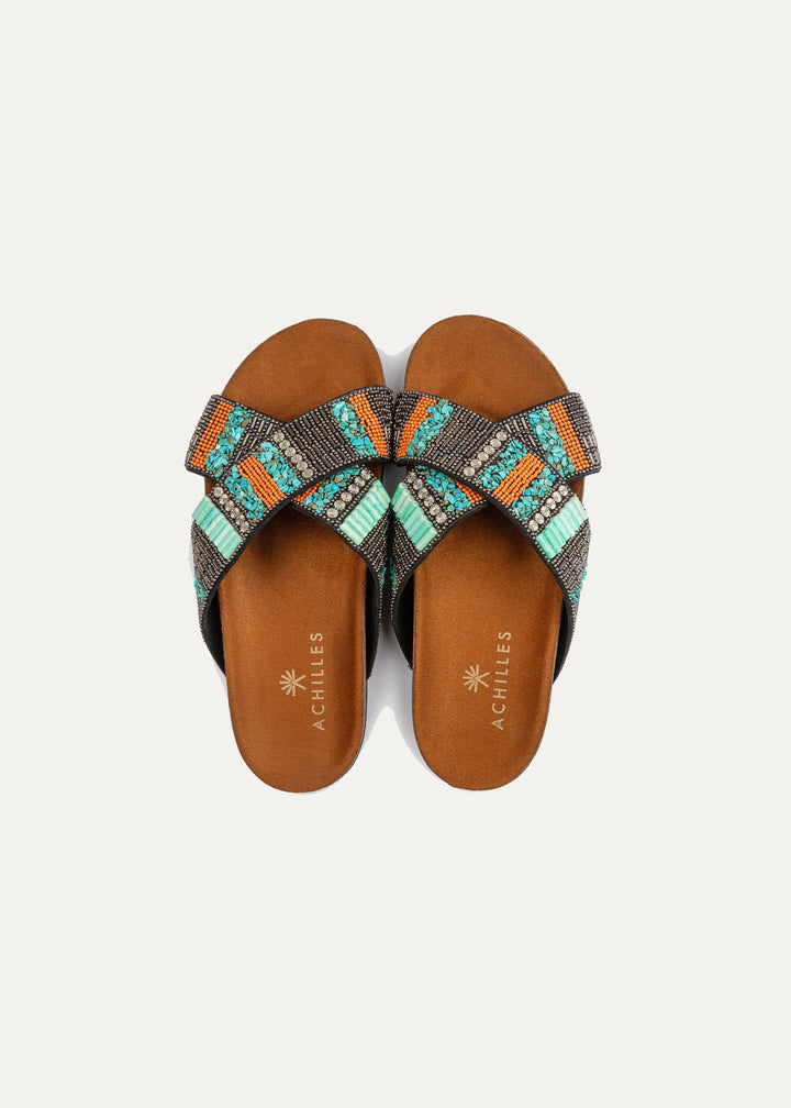 Turqo Dark Criss Cross Slides
