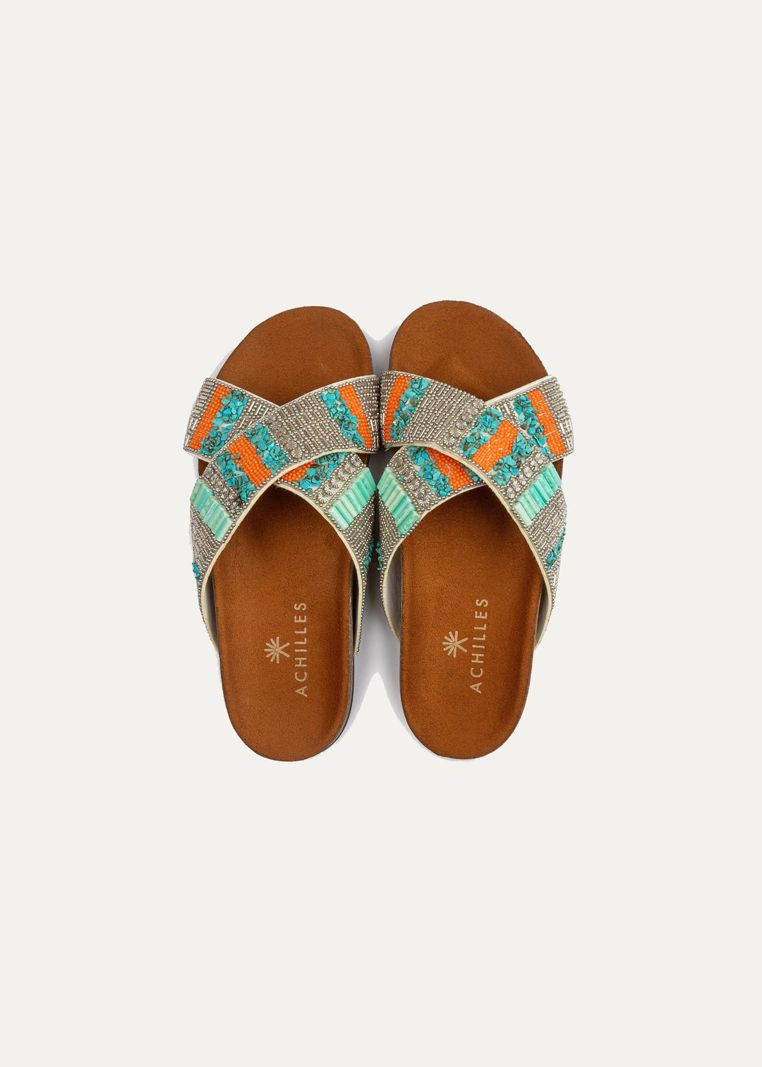 Turqo silver Criss Cross Slides