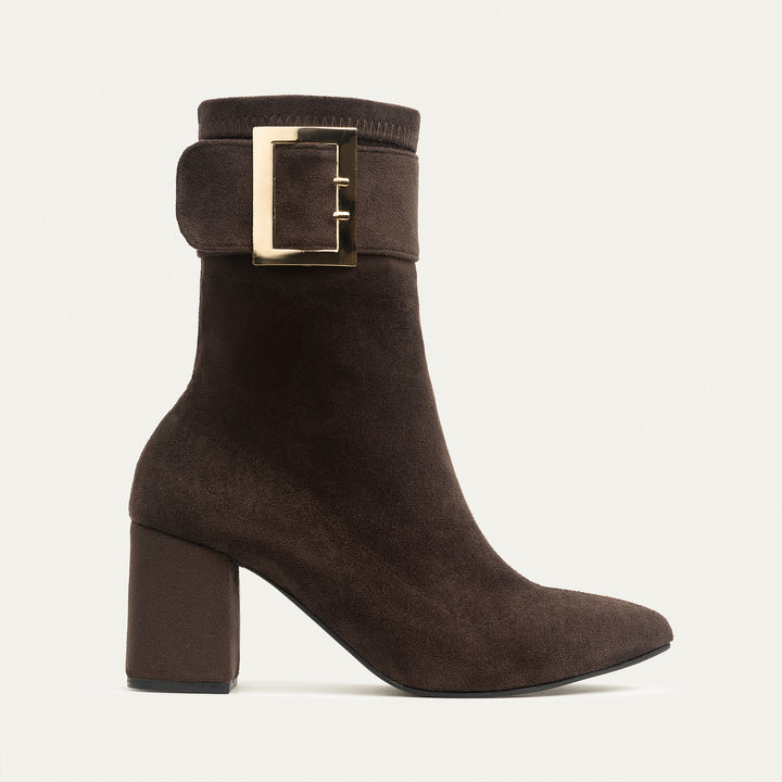 Achilles Hug Buckle Ankle Boots - Brown