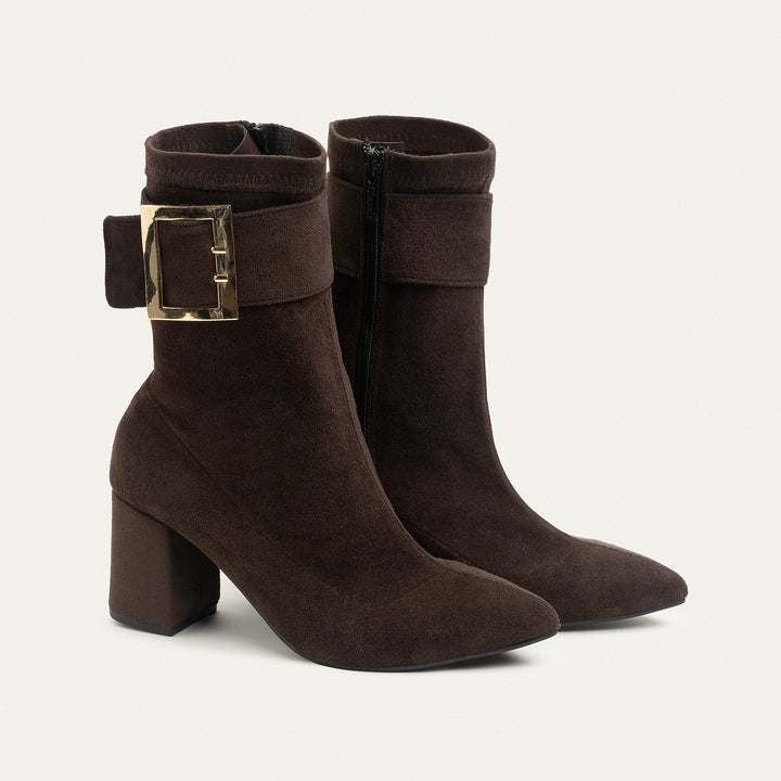 Achilles Hug Buckle Ankle Boots - Brown