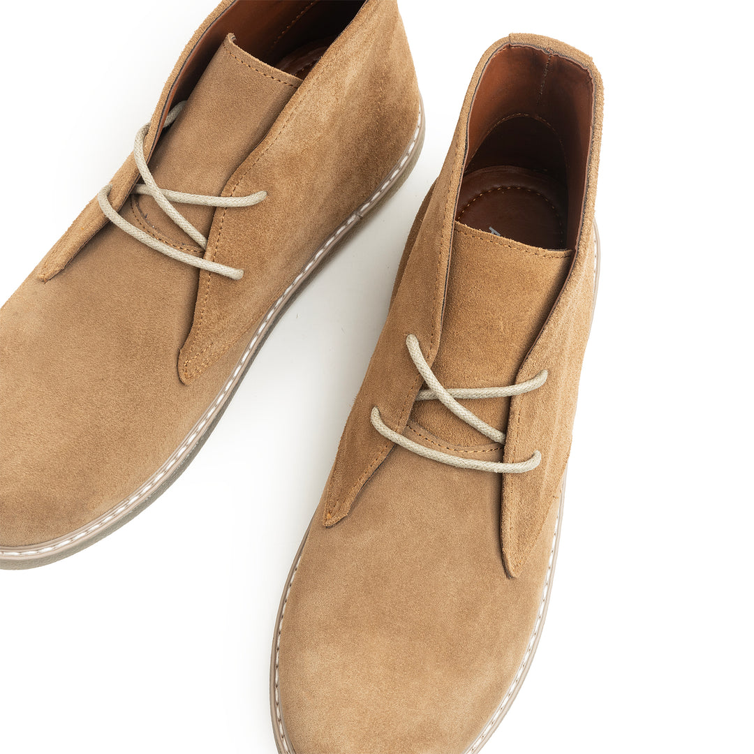 Achilles Split Suede Desert Boots Plain Toe For Men - Cafe