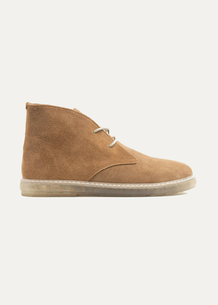Achilles Split Suede Desert Boots Plain Toe For Men - Cafe