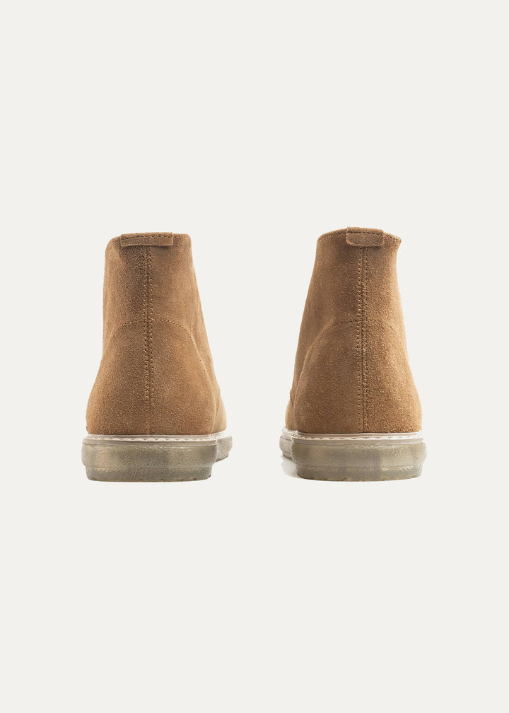 Achilles Split Suede Desert Boots Plain Toe For Men - Cafe