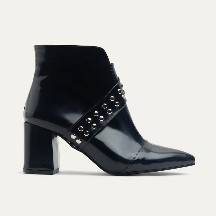 Lanz Dark-Blue Leather Ankle Boots