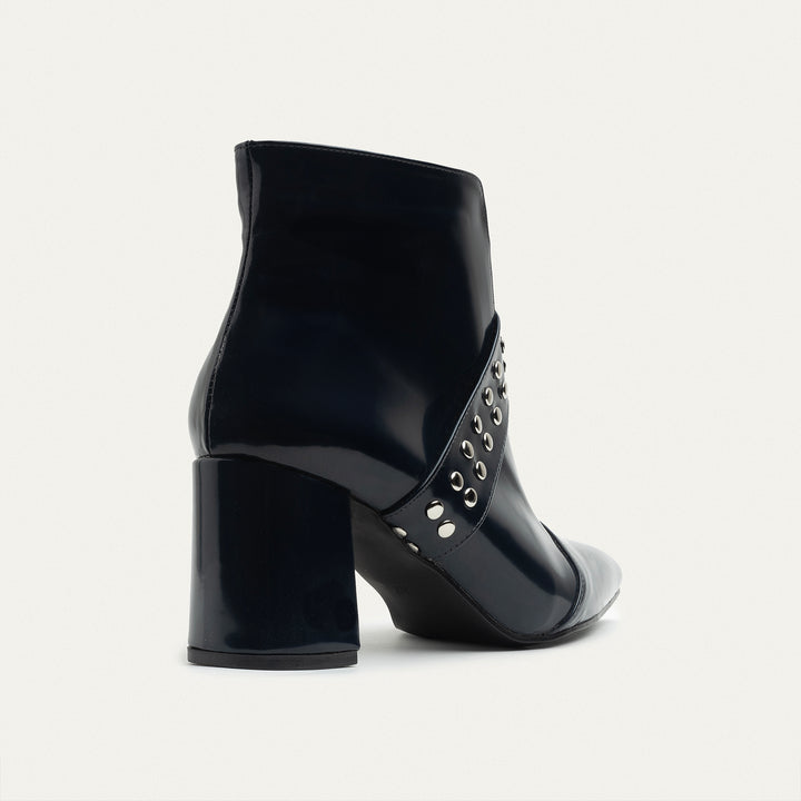 Lanz Dark-Blue Leather Ankle Boots